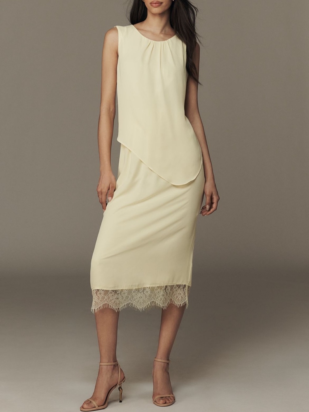 NWT Exquise Sleeveless Layered Chiffon Midi Dress